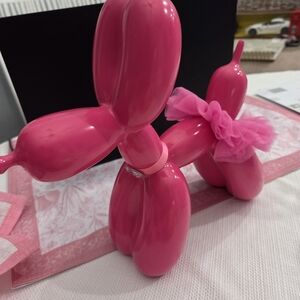 Hot Pink Balloon Dog Figurine Decorative Accent